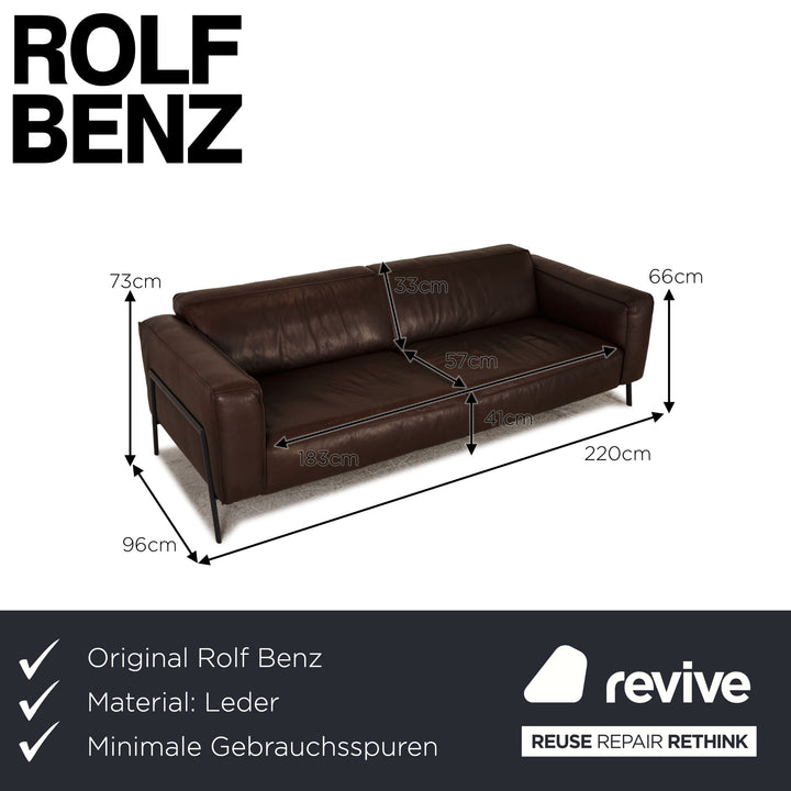 Rolf Benz Bacio Leder Dreisitzer Dunkelbraun Sofa Couch