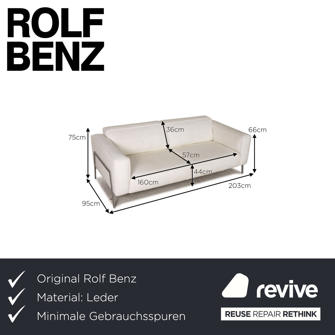 Rolf Benz Bacio leather sofa white three-seater couch