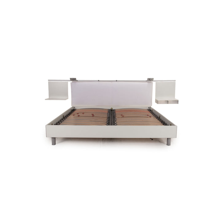 Rolf Benz bed white incl. slatted frame incl. mattresses incl. bedside tables