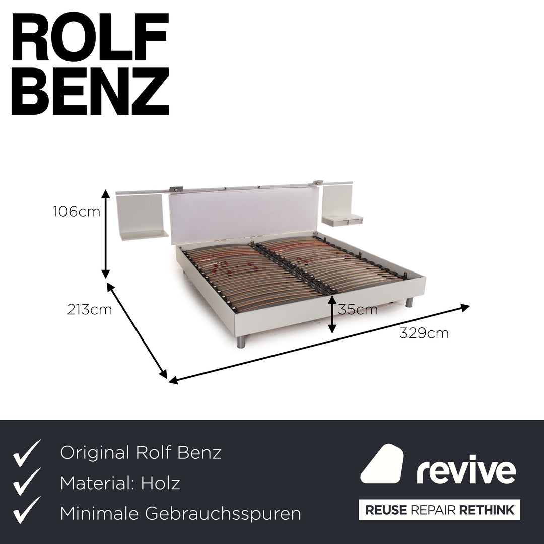 Rolf Benz bed white incl. slatted frame incl. mattresses incl. bedside tables