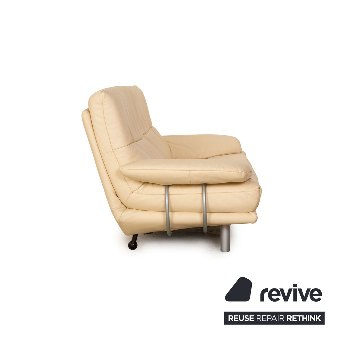 Rolf Benz BMP 418 Leather Three-Seater Beige Sofa Couch