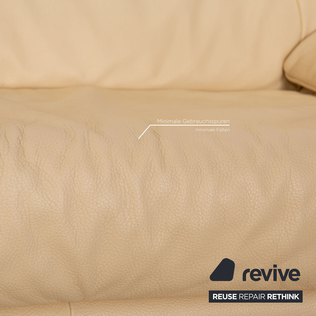 Rolf Benz BMP 418 Leather Three-Seater Beige Sofa Couch