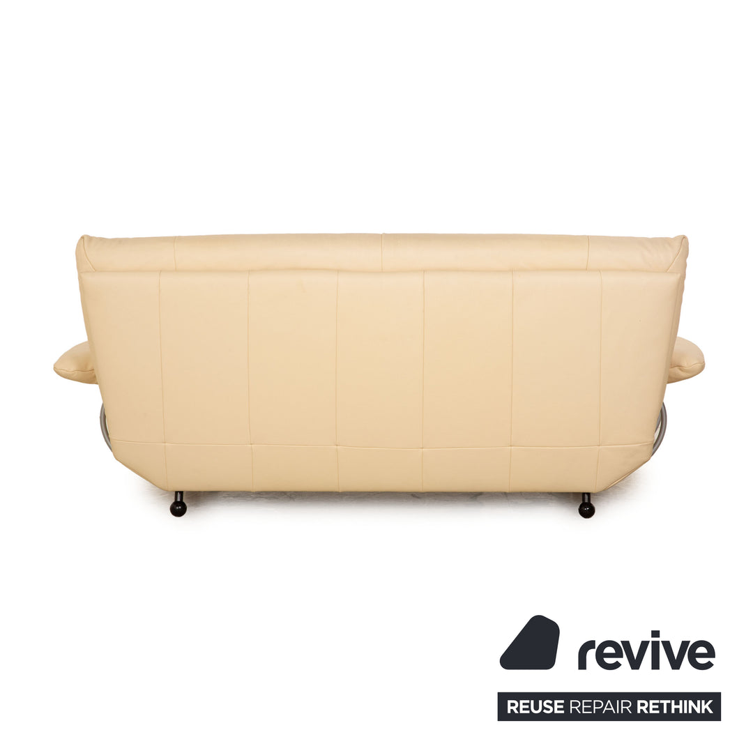 Rolf Benz BMP 418 Leather Three-Seater Beige Sofa Couch
