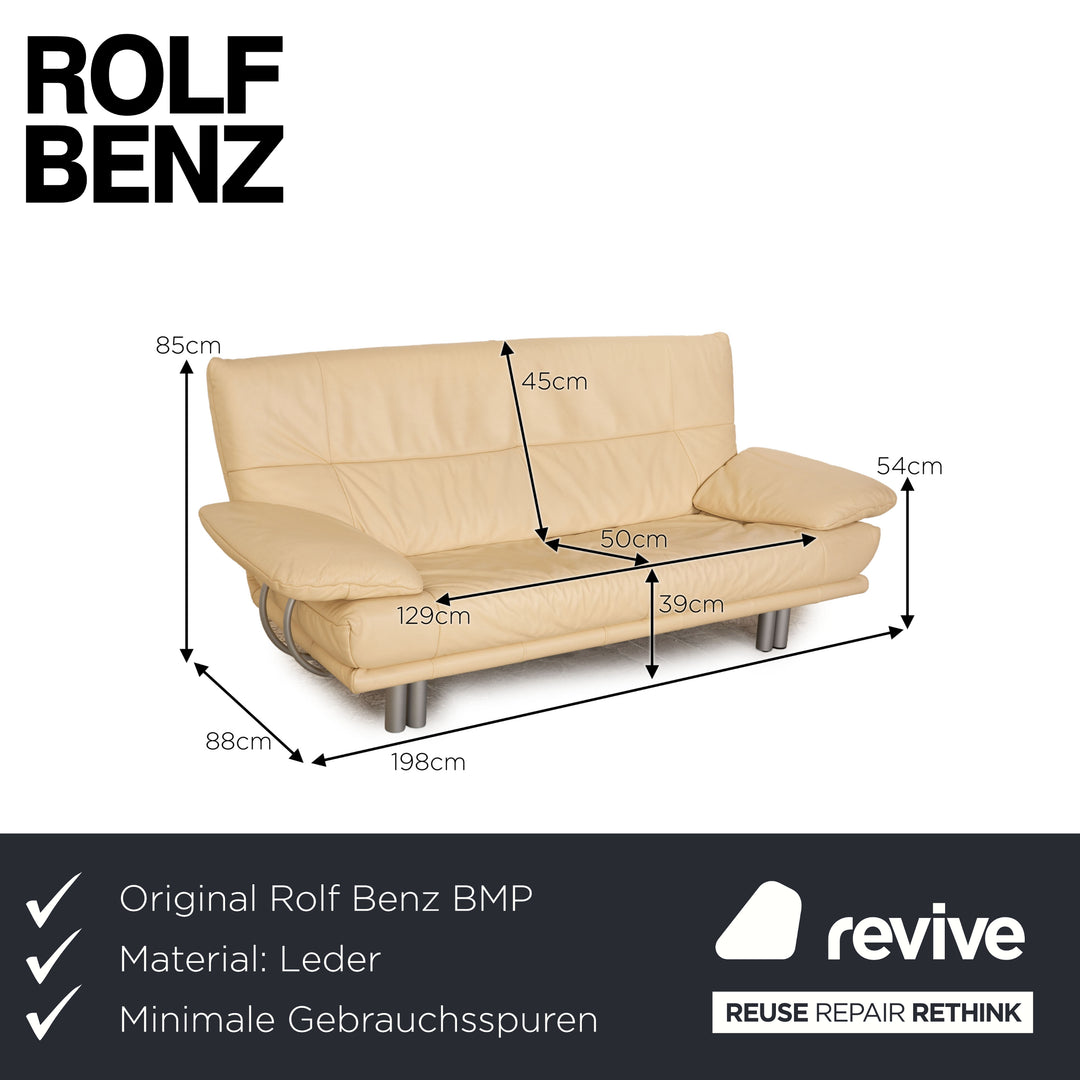 Rolf Benz BMP 418 Leather Three-Seater Beige Sofa Couch