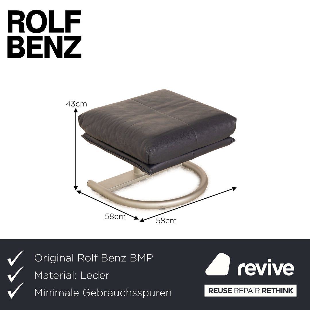 Rolf Benz BMP 418 Leather Stool Dark Blue Blue
