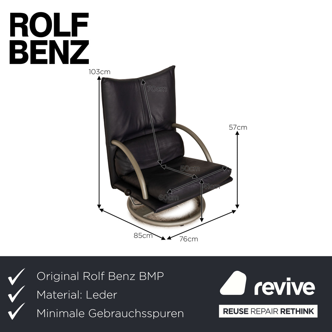 Rolf Benz BMP 418 Leather Armchair Dark Blue Blue