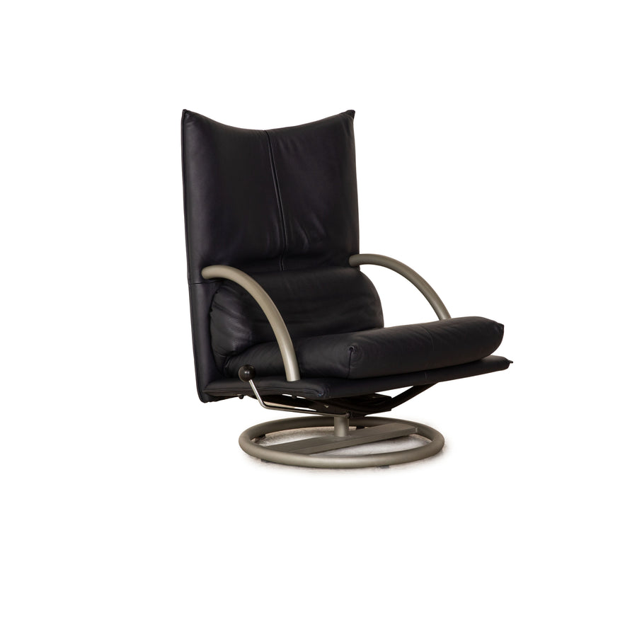 Rolf Benz BMP 418 Leather Armchair Dark Blue Blue
