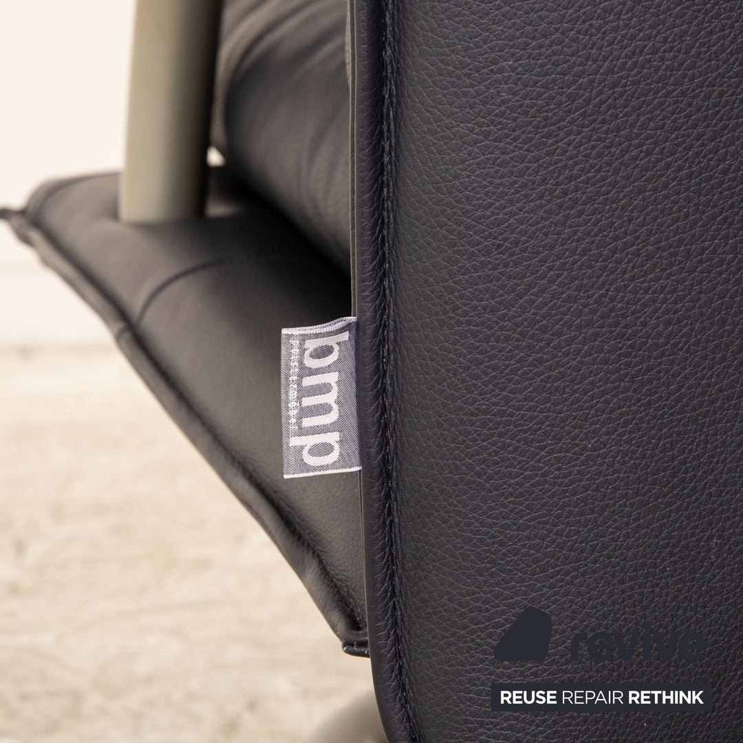 Rolf Benz BMP 418 Leather Armchair Dark Blue Blue