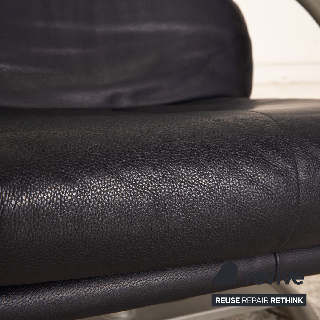 Rolf Benz BMP 418 Leather Armchair Dark Blue Blue