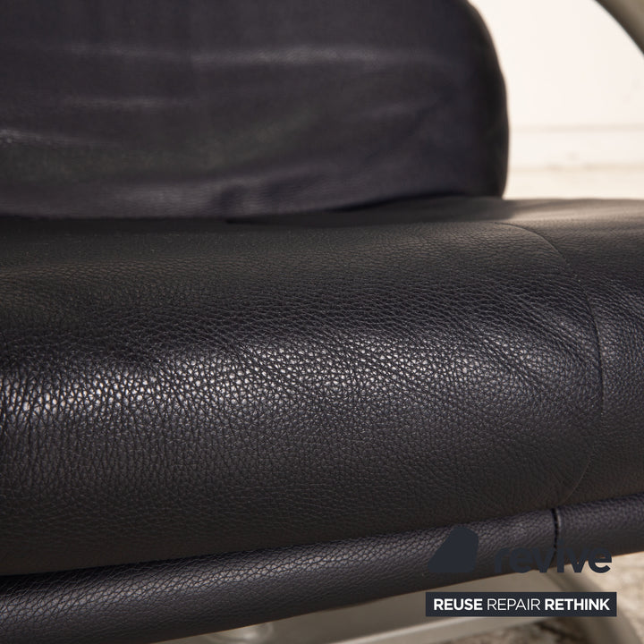 Rolf Benz BMP 418 Leather Armchair Dark Blue Blue