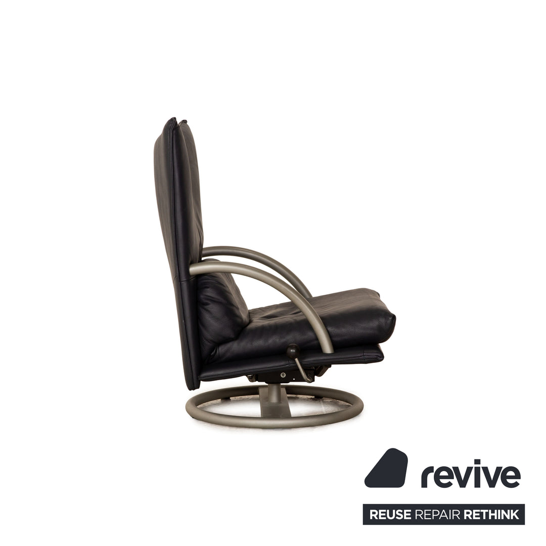 Rolf Benz BMP 418 Leather Armchair Dark Blue Blue