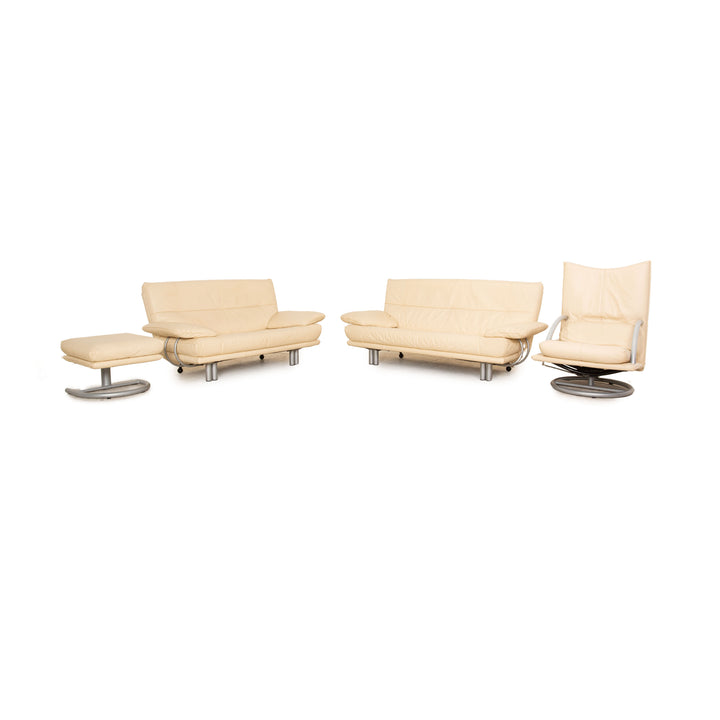 Rolf Benz BMP 418 leather sofa set beige three-seater two-seater armchair stool couch