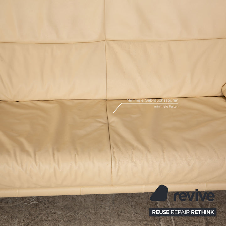 Rolf Benz BMP 418 leather sofa set beige three-seater two-seater armchair stool couch