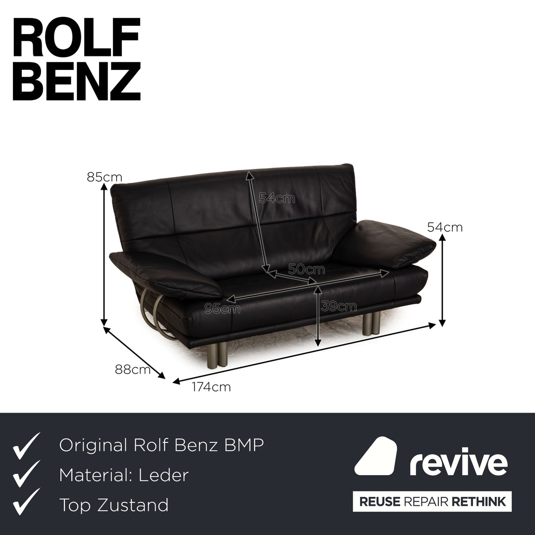 Rolf Benz BMP 418 leather two-seater blue dark blue sofa couch