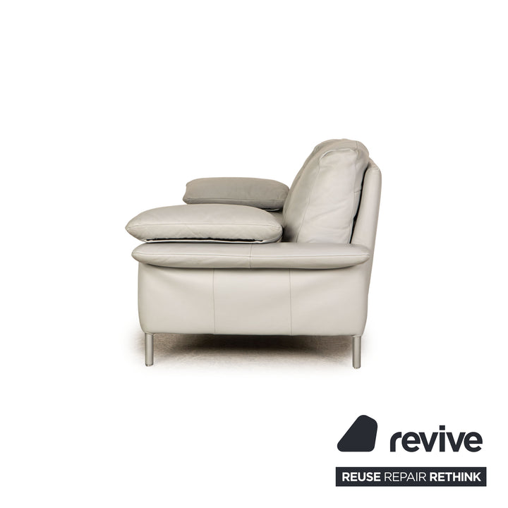 Rolf Benz BMP 650 leather three-seater ice blue sofa couch