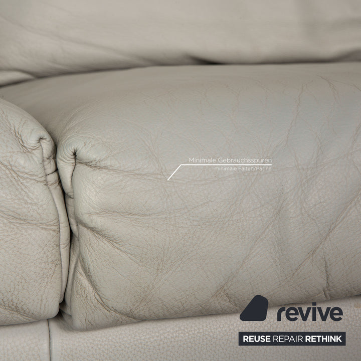 Rolf Benz BMP 650 leather three-seater ice blue sofa couch