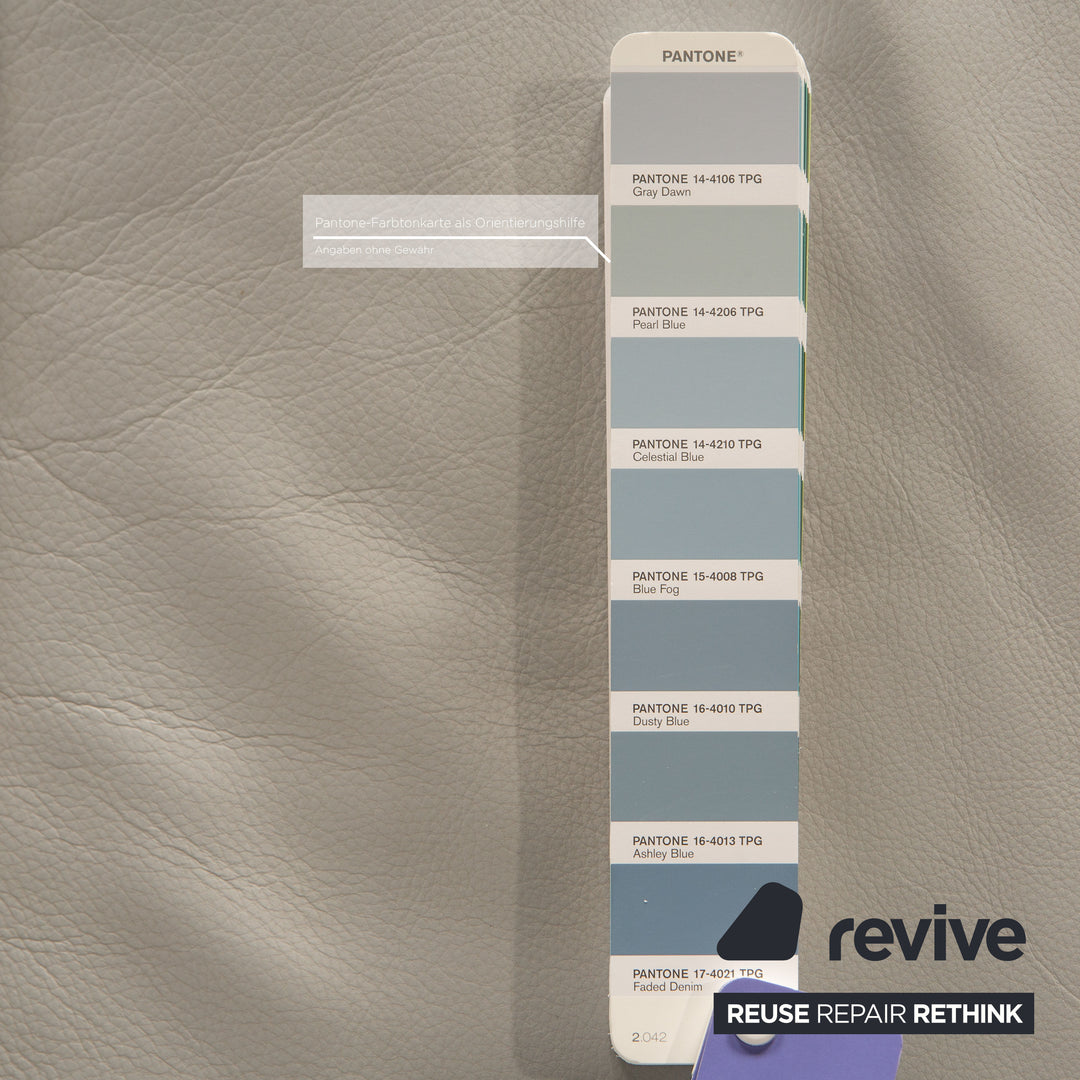 Rolf Benz BMP 650 leather three-seater ice blue sofa couch