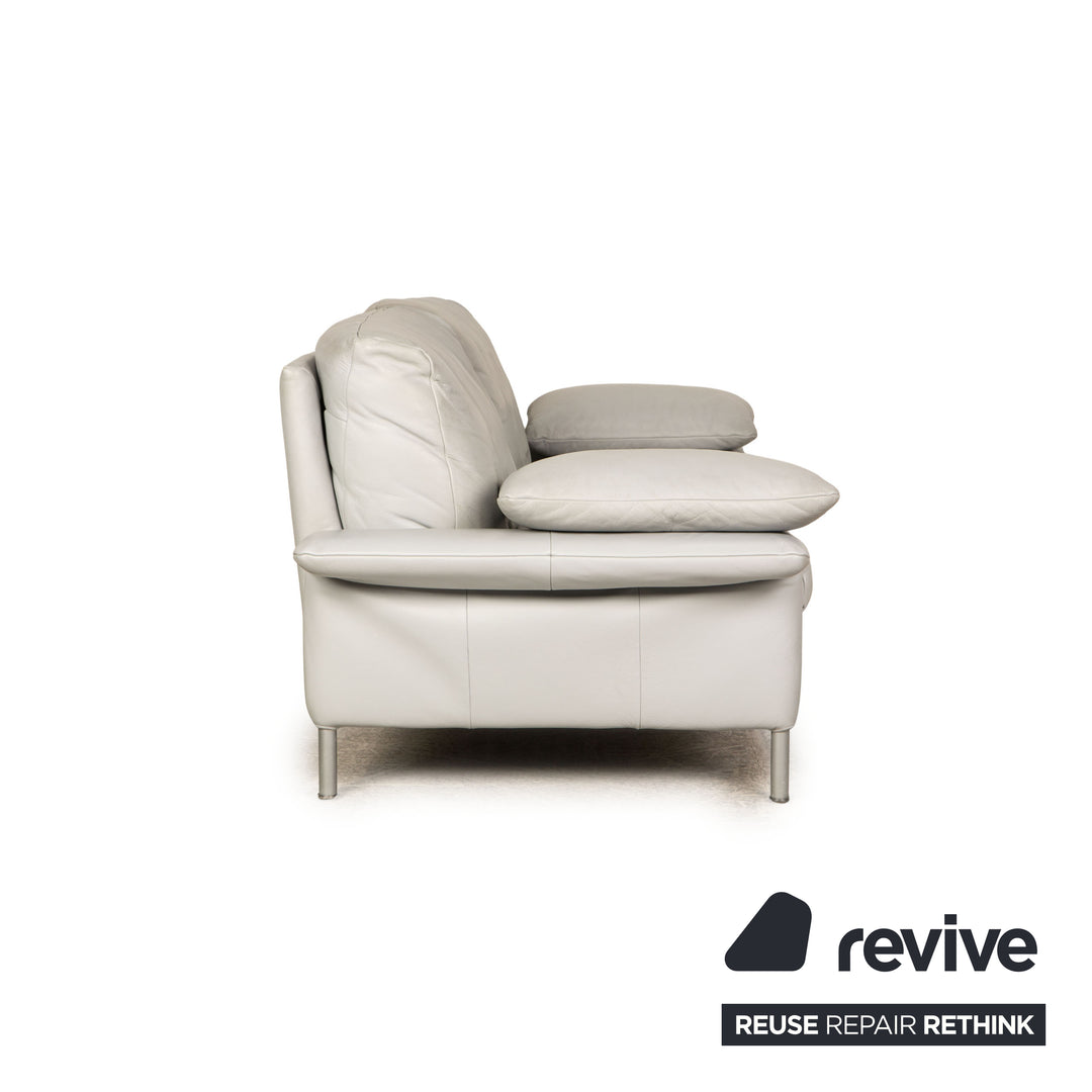 Rolf Benz BMP 650 leather three-seater ice blue sofa couch