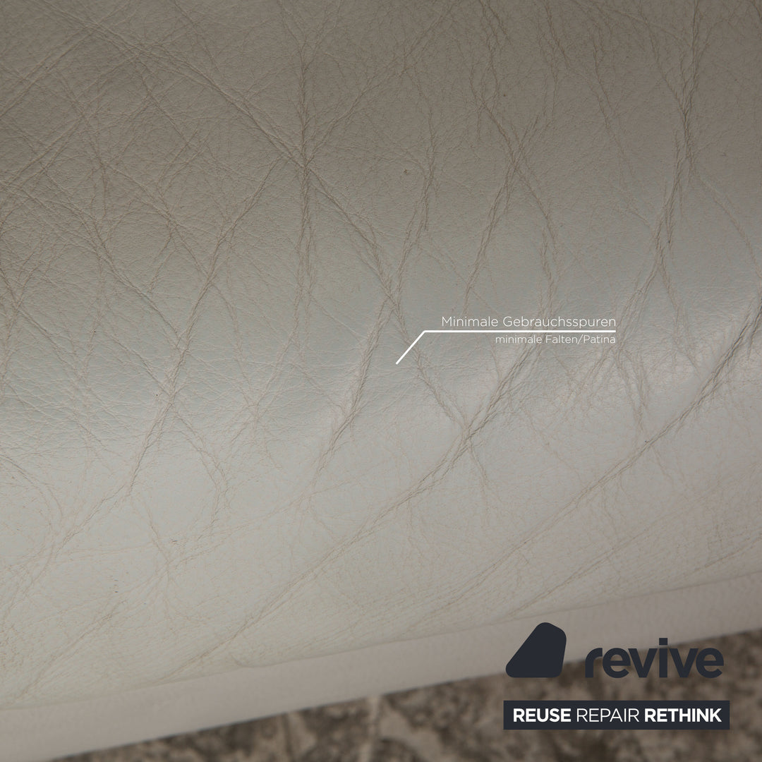 Rolf Benz BMP 650 leather three-seater ice blue sofa couch