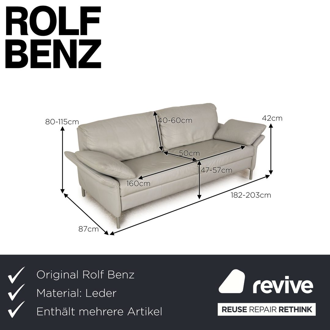 Rolf Benz BMP 650 leather sofa set ice blue three-seater two-seater couch
