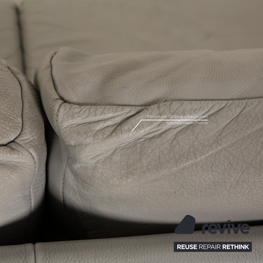 Rolf Benz BMP 650 leather sofa set ice blue three-seater two-seater couch