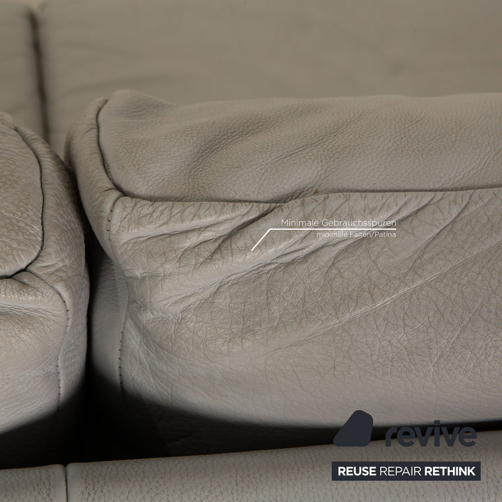 Rolf Benz BMP 650 leather sofa set ice blue three-seater two-seater couch