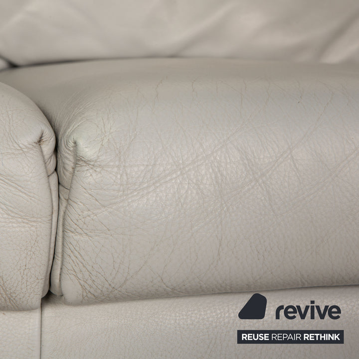 Rolf Benz BMP 650 leather two-seater ice blue sofa couch