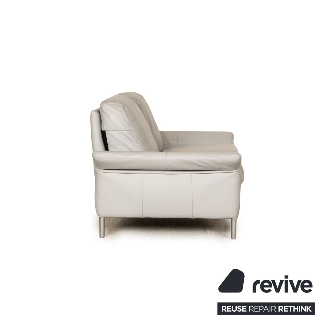 Rolf Benz BMP 650 leather two-seater ice blue sofa couch