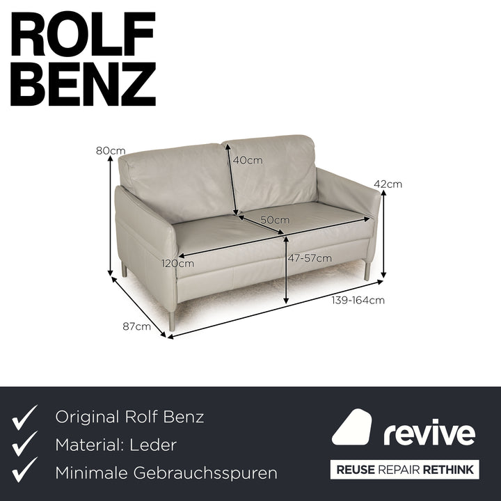Rolf Benz BMP 650 leather two-seater ice blue sofa couch