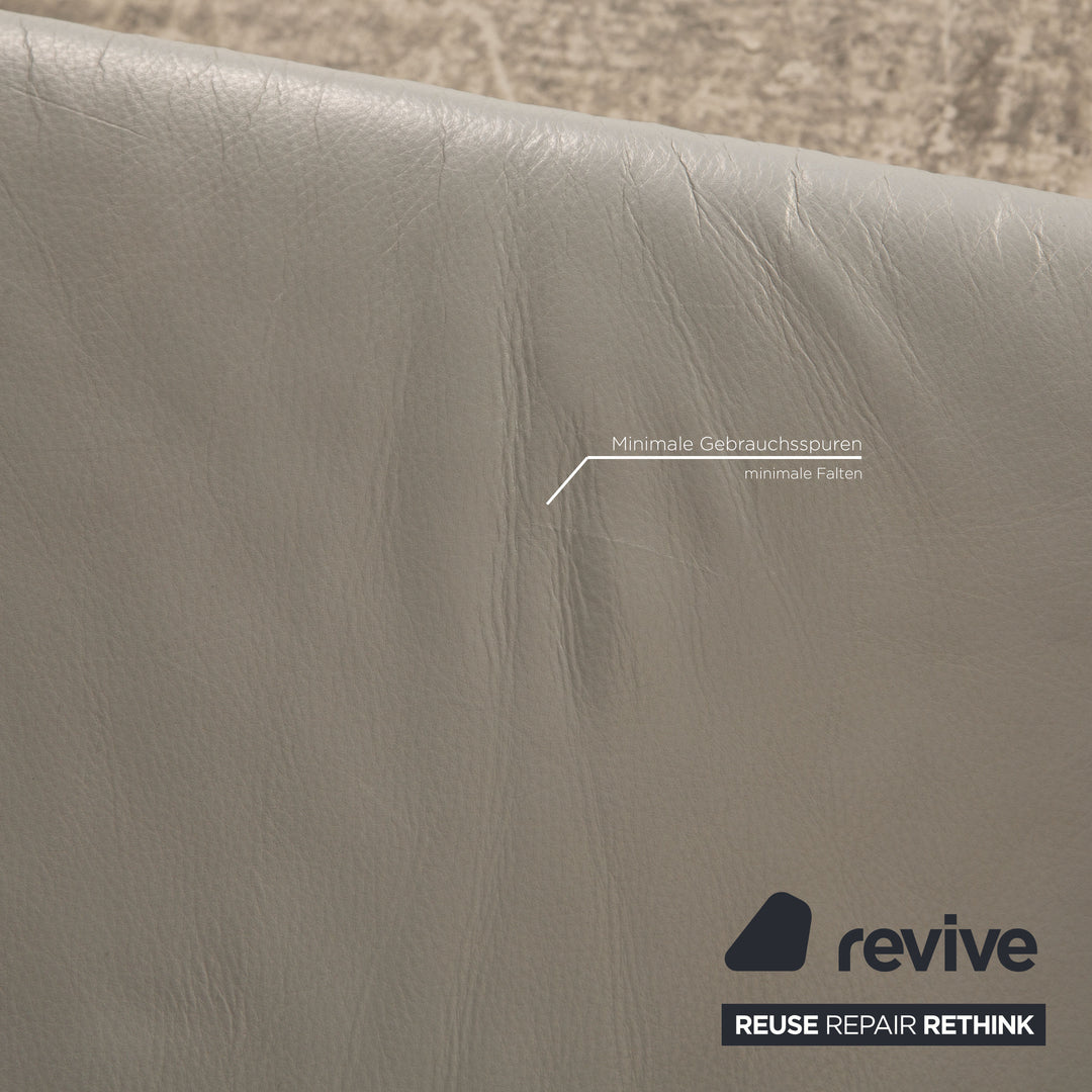 Rolf Benz BMP 650 leather two-seater ice blue sofa couch