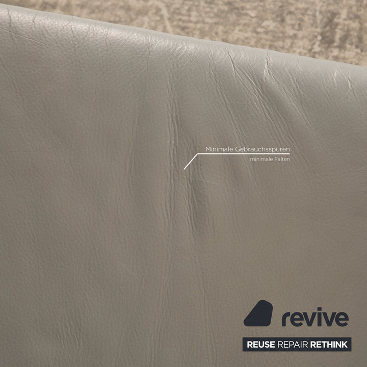 Rolf Benz BMP 650 leather two-seater ice blue sofa couch