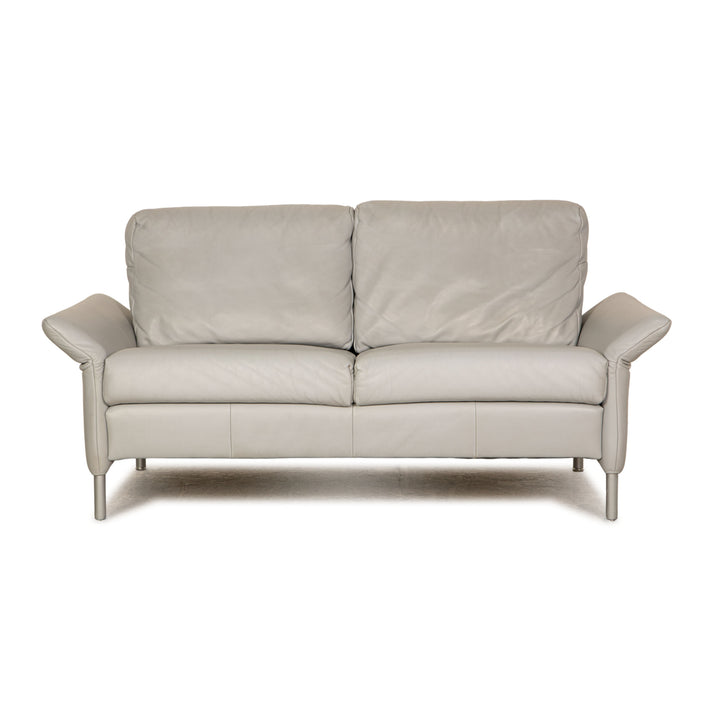 Rolf Benz BMP 650 leather two-seater ice blue sofa couch