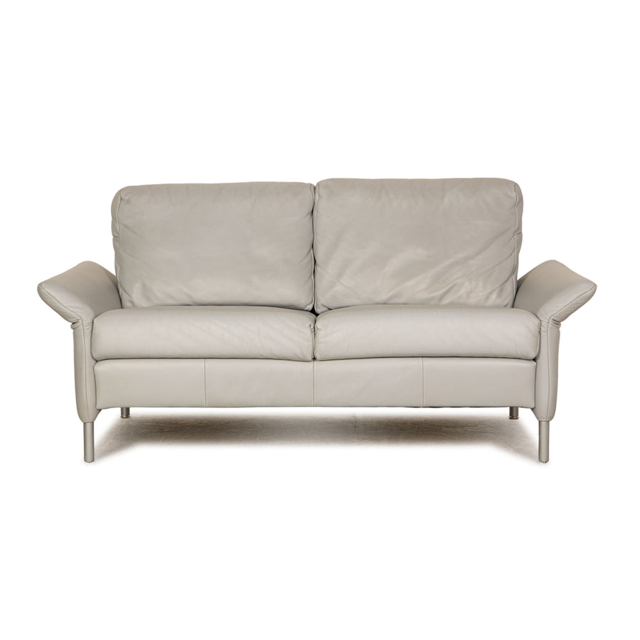 Rolf Benz BMP 650 leather two-seater ice blue sofa couch