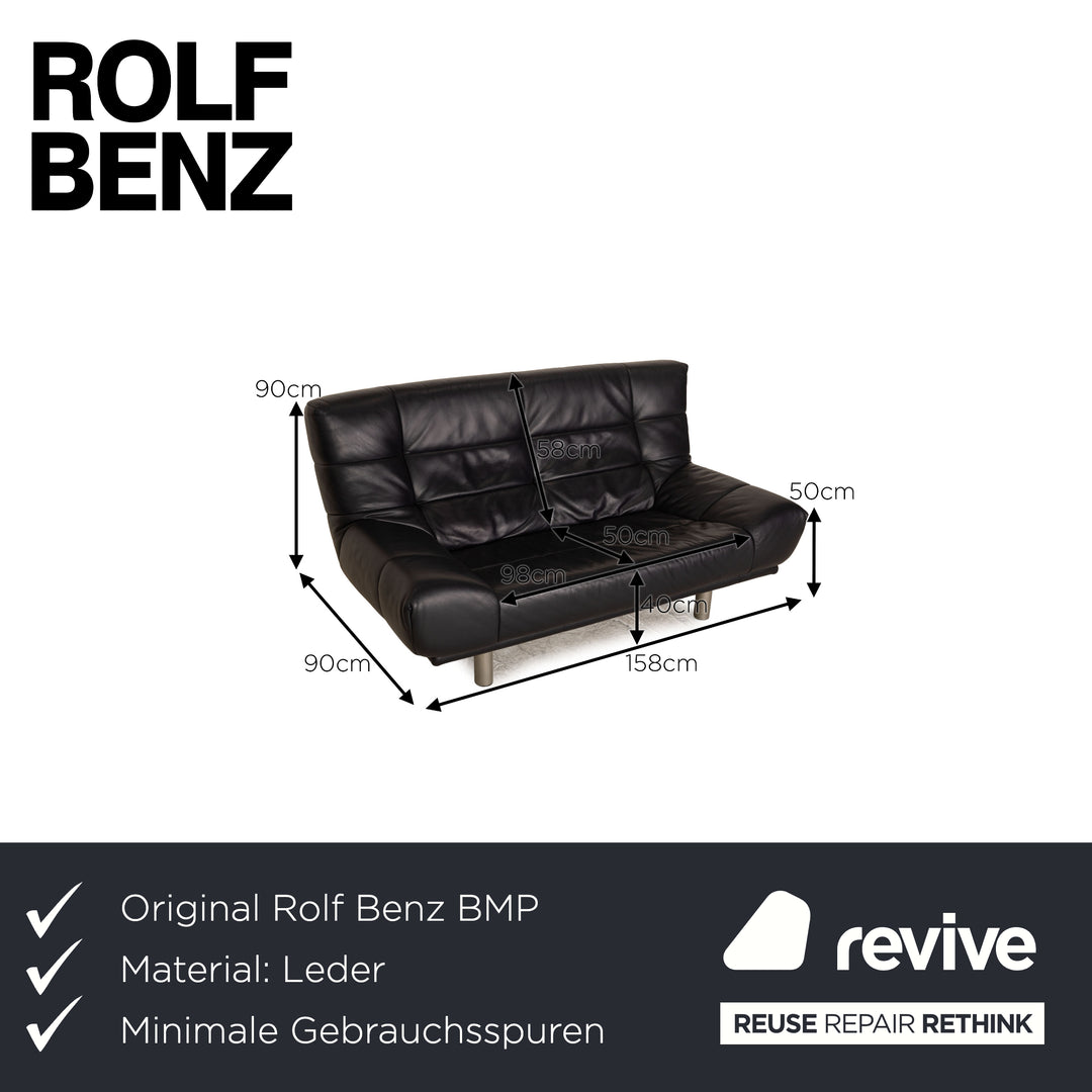 Rolf Benz BMP leather two-seater blue dark blue sofa couch