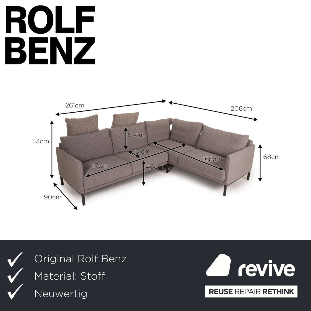 Rolf Benz Cara Stoff Sofa Grau Ecksofa
