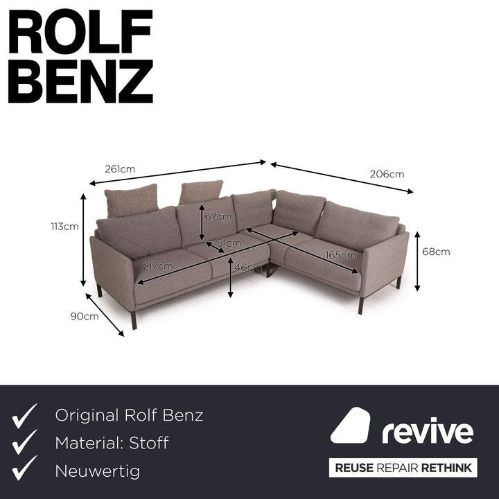 Rolf Benz Cara Stoff Sofa Grau Ecksofa