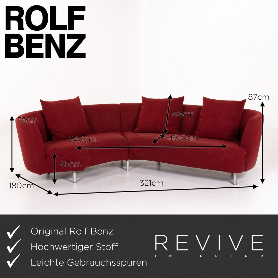 Rolf Benz Curl 602 Stoff Ecksofa Rot Dunkelrot Sofa Couch #13660