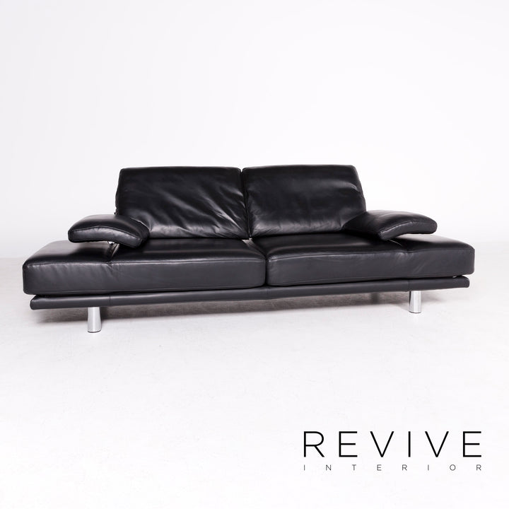 Rolf Benz 2400 designer leather sofa black genuine leather two-seater couch function #8458