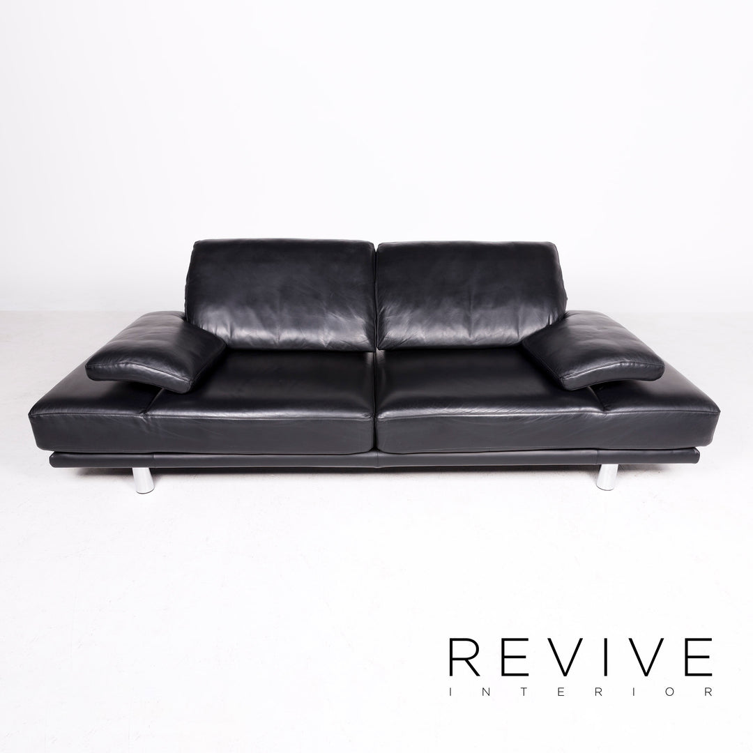 Rolf Benz 2400 designer leather sofa black genuine leather two-seater couch function #8458
