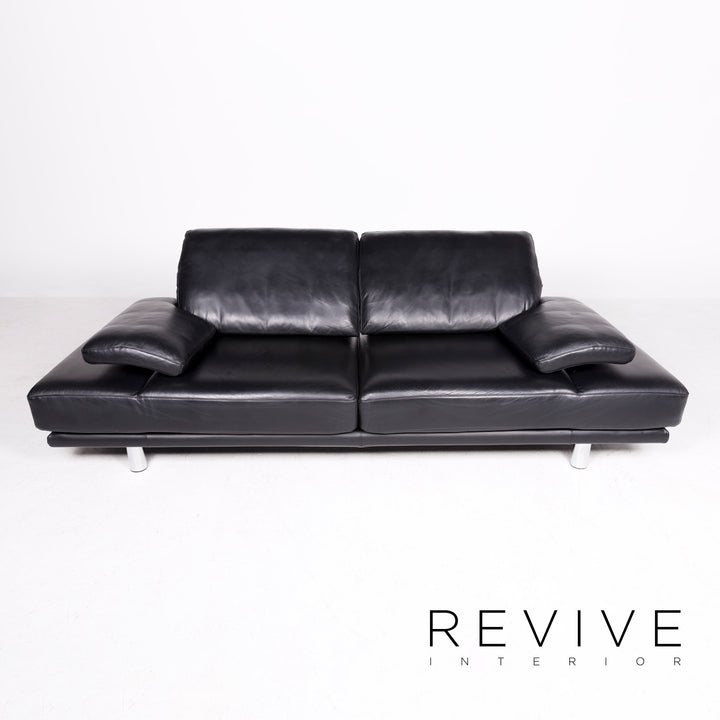 Rolf Benz 2400 Designer Leder Sofa Schwarz Echtleder Zweisitzer Couch Funktion #8458