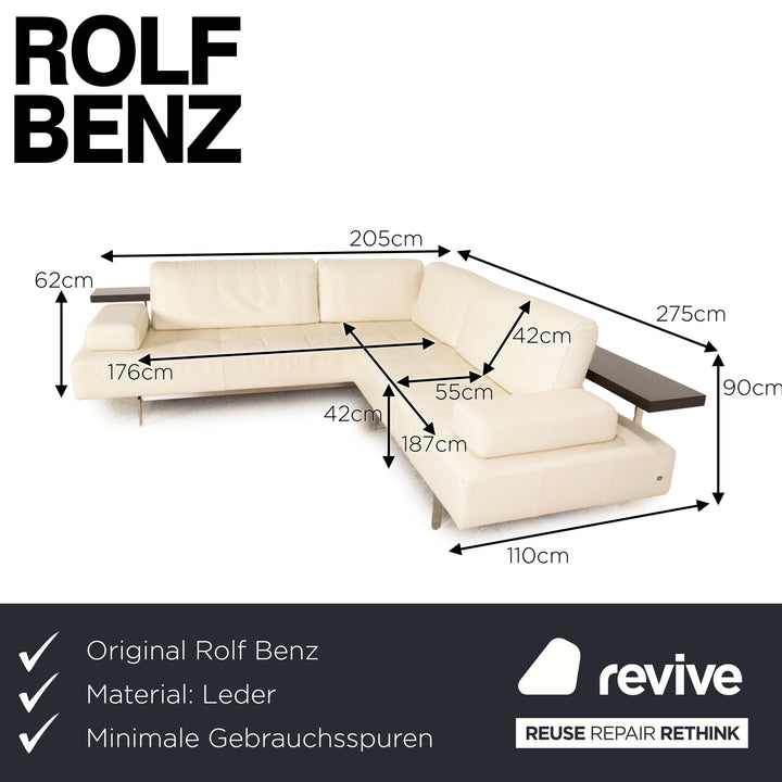 Rolf Benz Dono 6100 Leather Corner Sofa Cream Sofa Couch