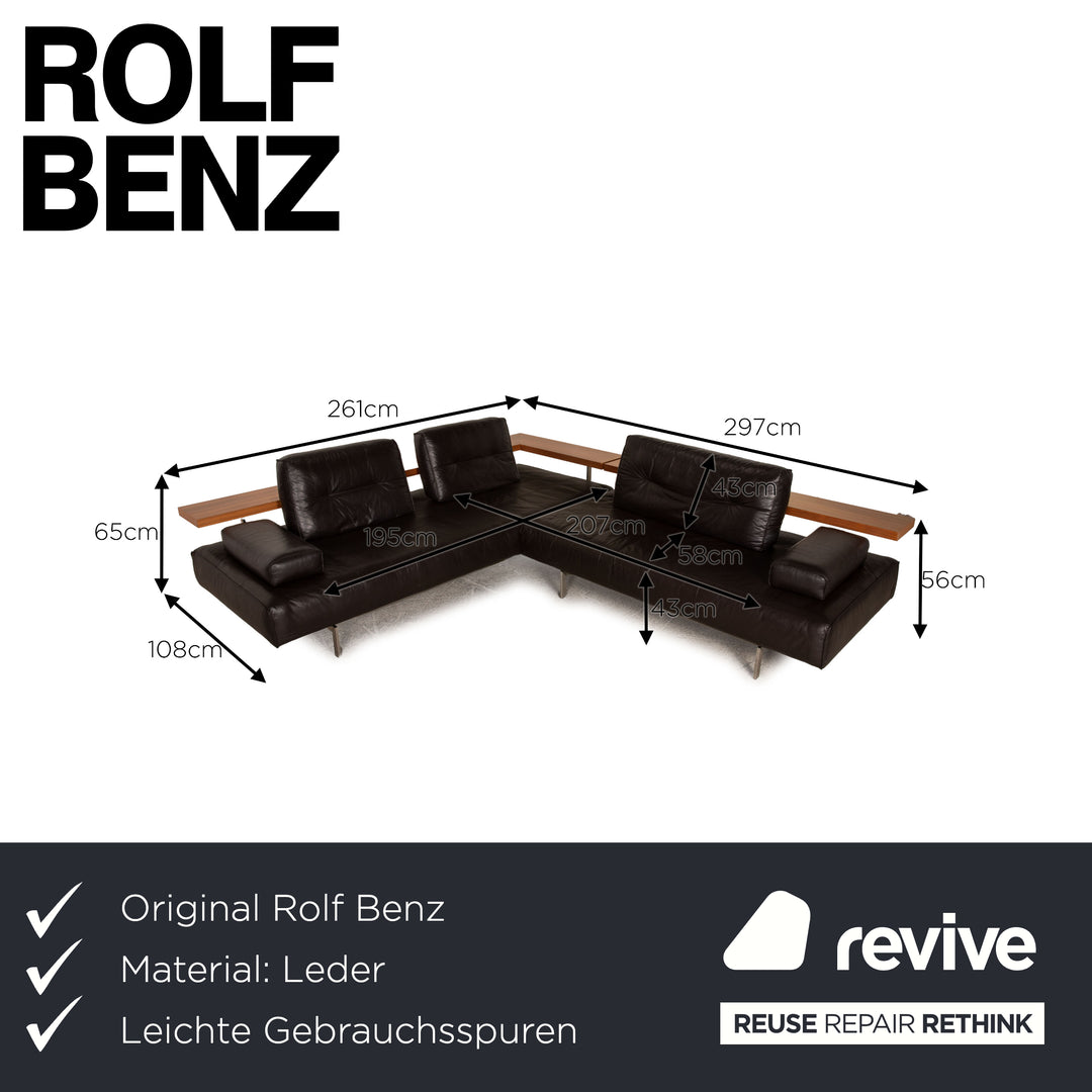 Rolf Benz Dono 6100 Leather Sofa Dark Brown Corner Sofa Couch