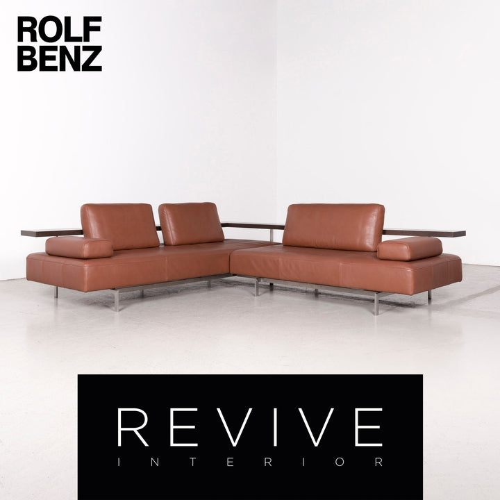 Rolf Benz Dono designer sofa brown genuine leather corner sofa couch #8089