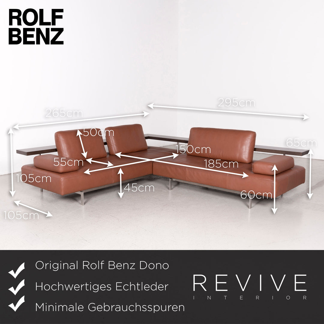 Rolf Benz Dono designer sofa brown genuine leather corner sofa couch #8089
