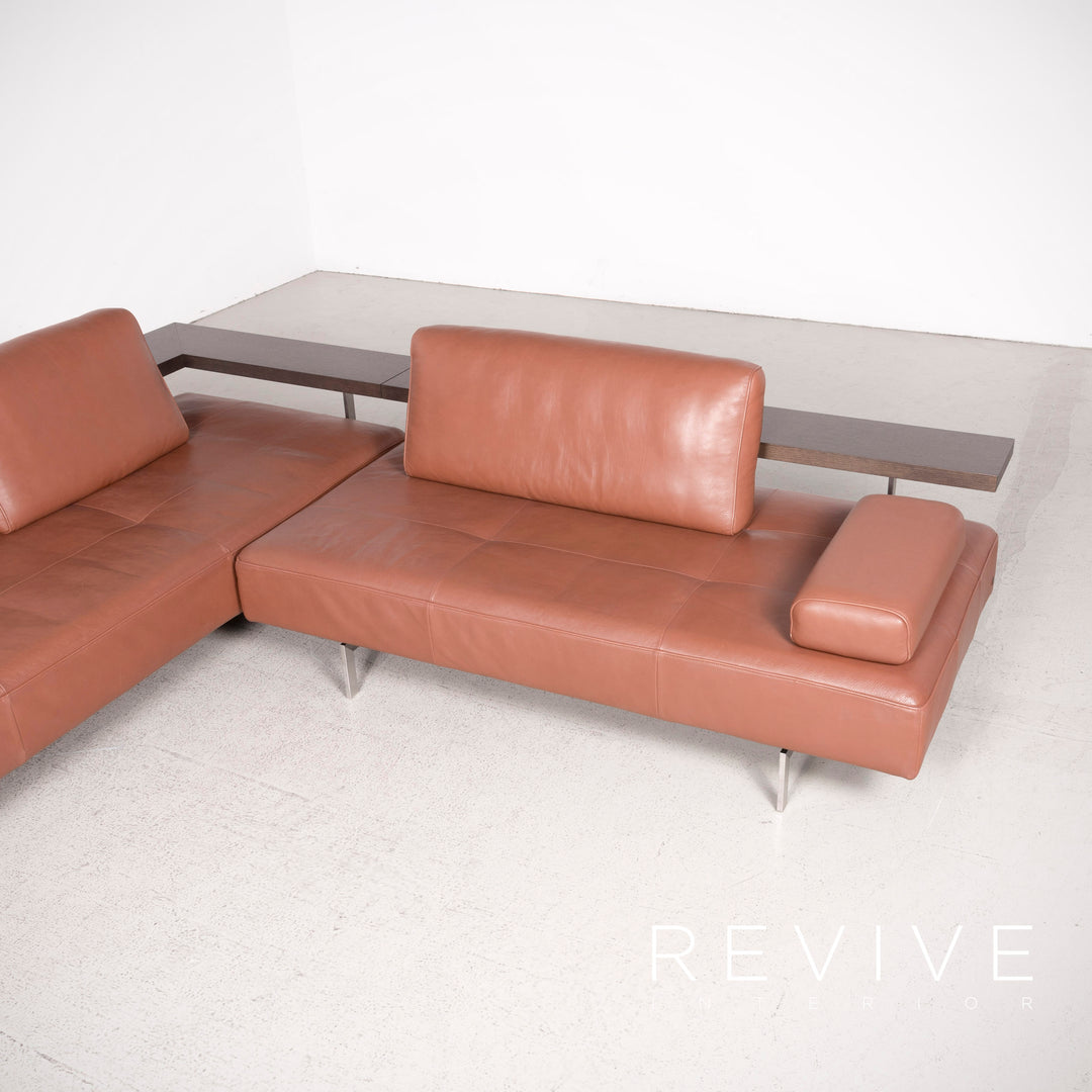 Rolf Benz Dono designer sofa brown genuine leather corner sofa couch #8089