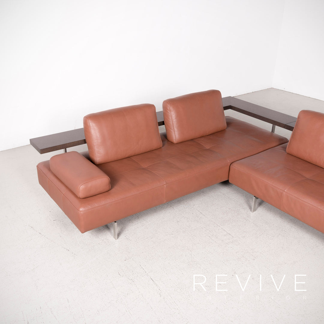 Rolf Benz Dono designer sofa brown genuine leather corner sofa couch #8089