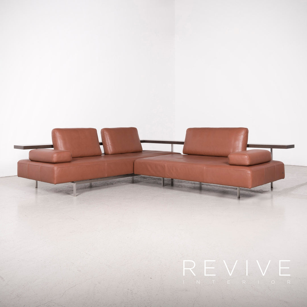 Rolf Benz Dono designer sofa brown genuine leather corner sofa couch #8089