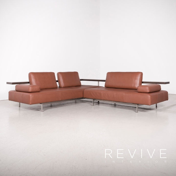 Rolf Benz Dono designer sofa brown genuine leather corner sofa couch #8089