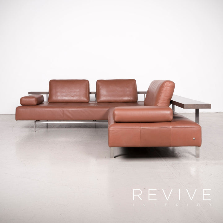 Rolf Benz Dono designer sofa brown genuine leather corner sofa couch #8089
