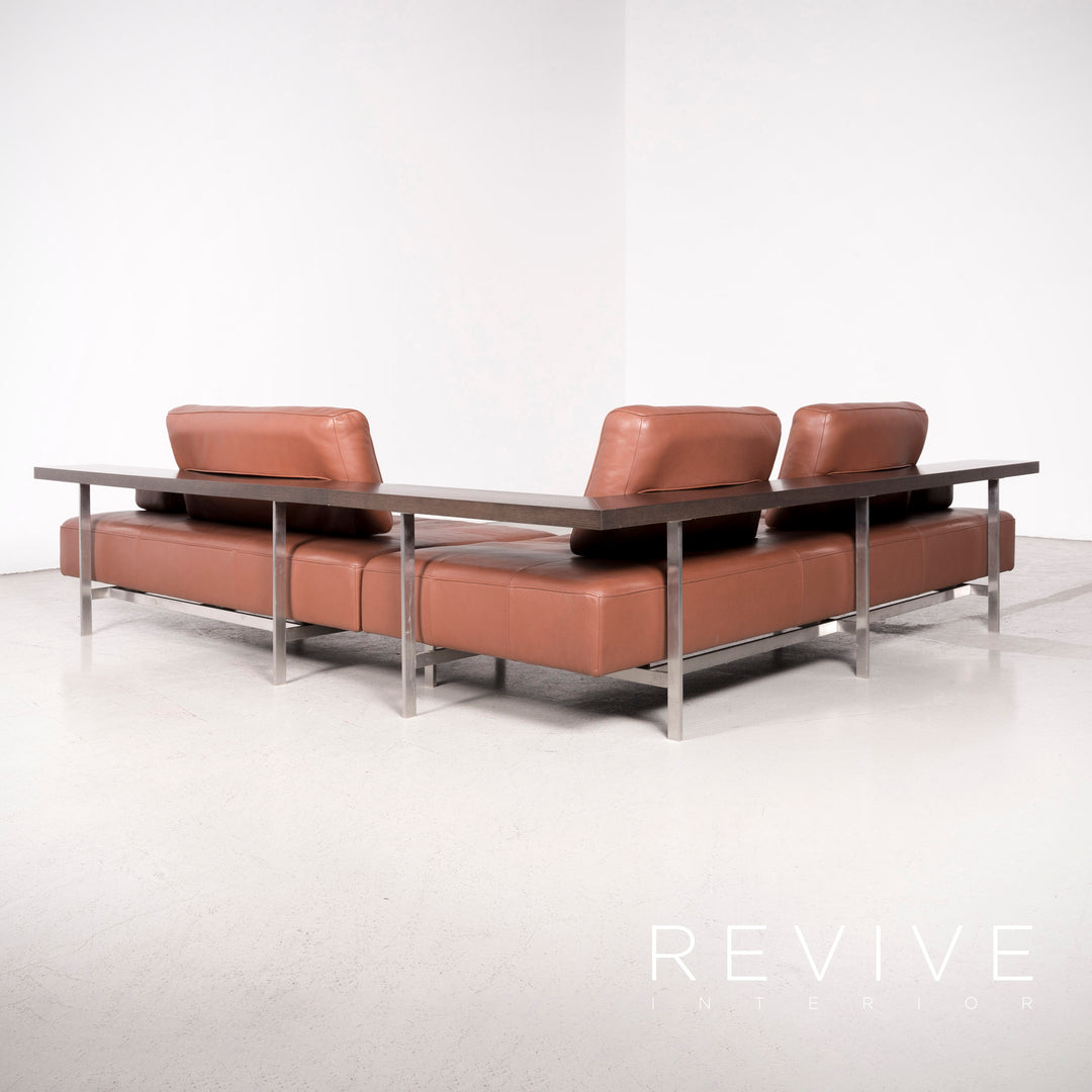 Rolf Benz Dono designer sofa brown genuine leather corner sofa couch #8089